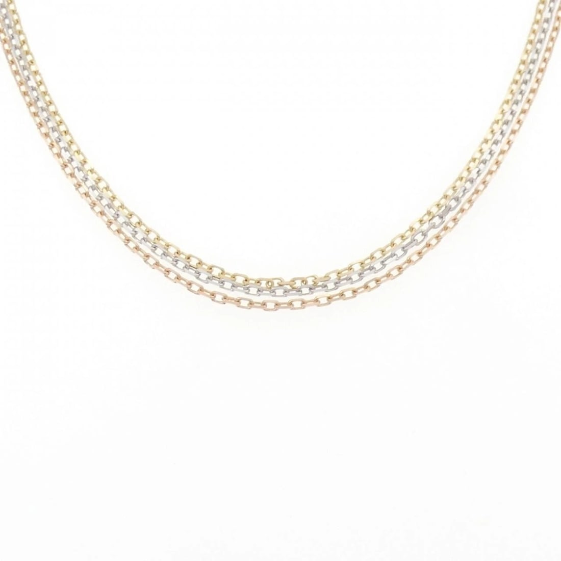 CARTIER TRINITY NECKLACE: Cartier Trinity Necklace Brand: CARTIER Type/Style: Cartier Necklace Material: 750 Yellow Gold/750 White Gold/750 Pink Gold, Color: none Size: 56cm Actual Size Chain maximum width approx.: 1.3mm