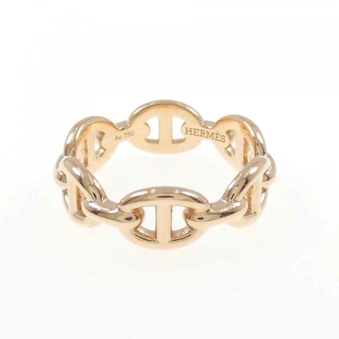 HERMES CHAINE D'ANCRE ENCHAINE RING: Hermes Chaine d'Ancre Enchaine Ring Brand: HERMES Type/Style: Hermes Ring Material: 750 Pink Gold, Color: PINK GOLD Size: US4 1/2 Accessories: None Accessories Notice: When purchasing pre-owned