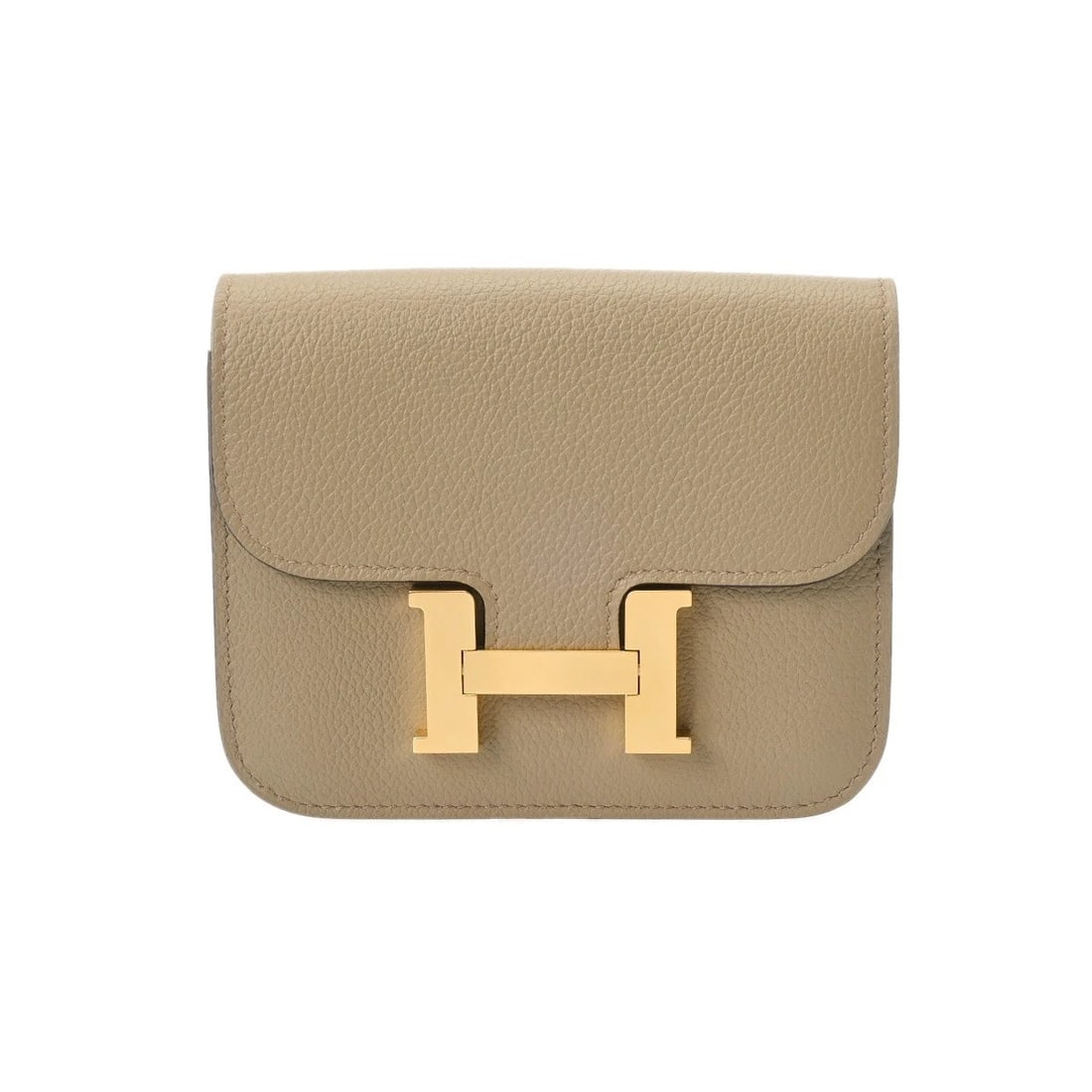 HERMES CONSTANCE SLIM EVERCOLOR BEIGE MARFA BIFOLD WALLET: HERMES Constance Slim Evercolor beige marfa Bifold Wallet Brand: HERMES Type/Style: Bifold Wallet Material: Evercolor Color: beige marfa ? Gold Metal Size: H:about 3.9inch W:about 4.9inch D:about