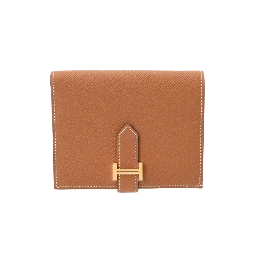 HERMES BEAN COMPACT VEAU EPSOM GOLD UNISEX BIFOLD WALLET: HERMES Bean compact Veau Epsom gold unisex Bifold Wallet Brand: HERMES Type/Style: Bifold Wallet Material: Veau Epsom Color: gold ? Gold Metal Size: H:about 3.7inch W:about 4.7inch Accessories: None