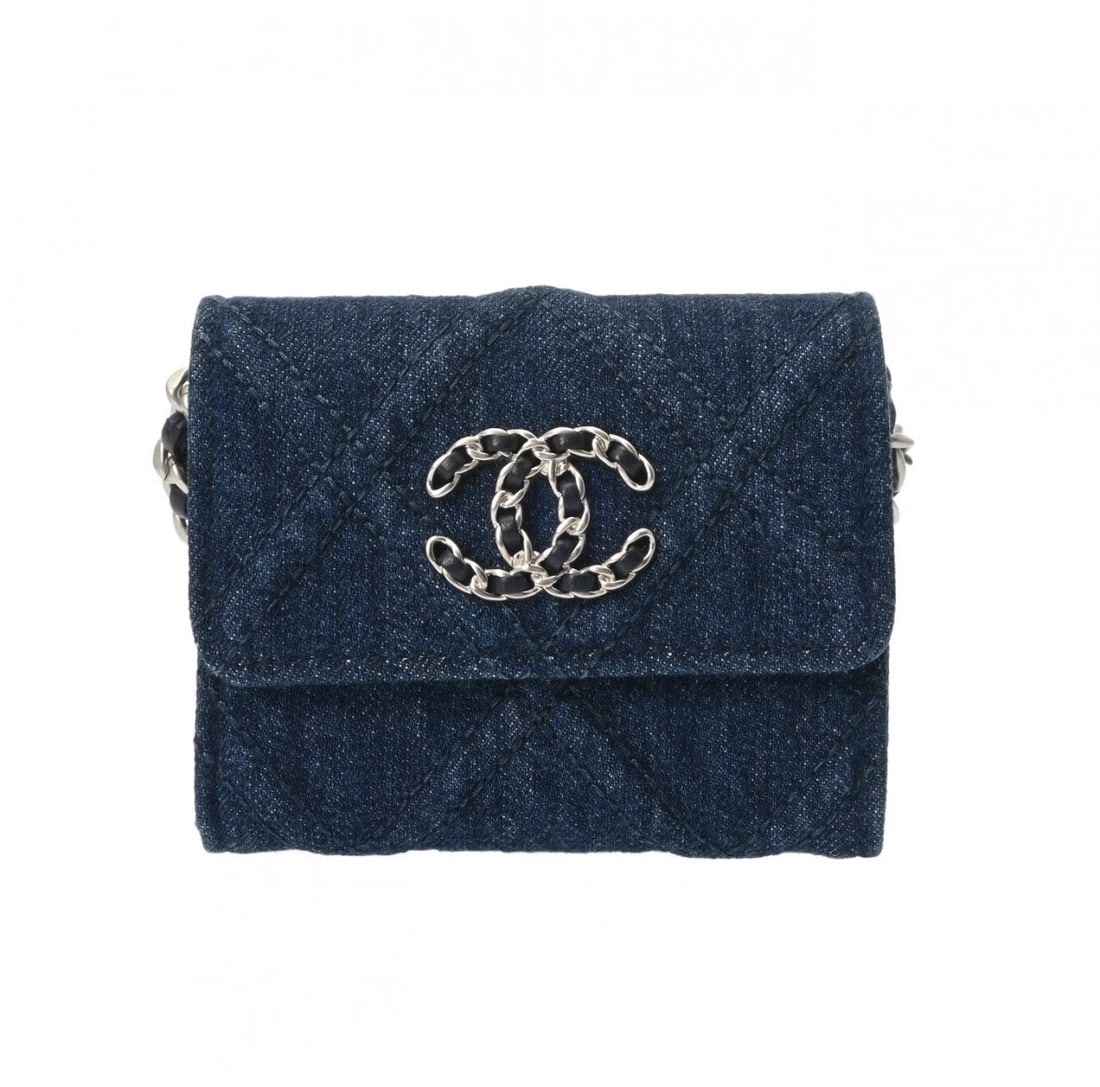 CHANEL CHAIN COIN PURSE DENIM BLUE COIN CASE (1 of 6)