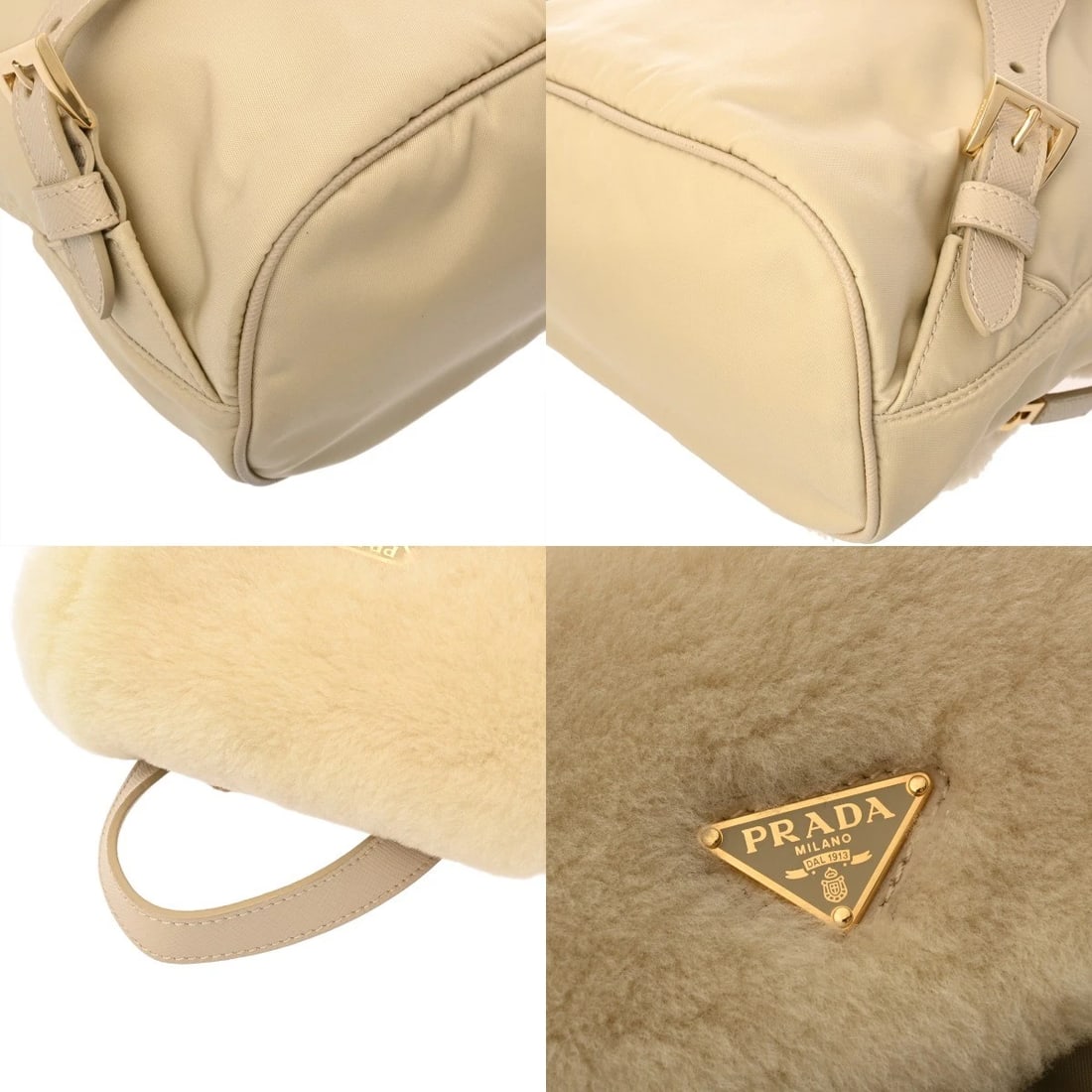 PRADA RE-NYLON BACKPACK NYLON YELLOW BEIGE BACKPACK - 6