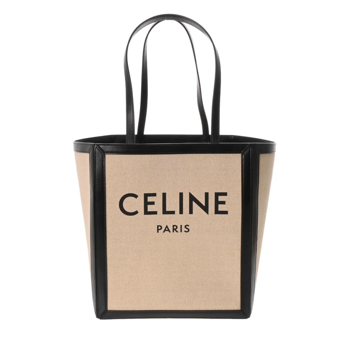 CELINE LARGE SQUARE HIPPOPOTAMUS COTTON BEIGE / BLACK: CELINE Large square hippopotamus cotton Beige / black Brand: CELINE Type/Style: Tote Bag Material: cotton/Smooth Calfskin Color: Beige / black ? Gold Metal Size: H:about 12.2inch W:about 10.8inch