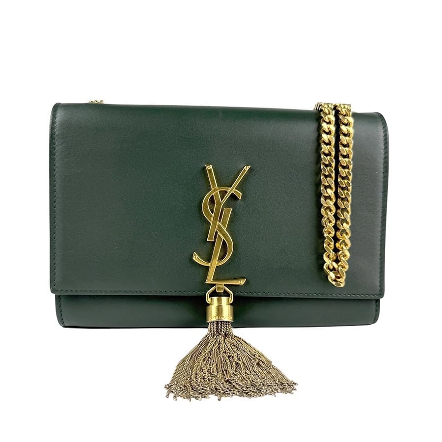 SAINT LAURENT CHAIN CROSSBODY SHOULDER BAG: SAINT LAURENT Chain Crossbody Shoulder Bag Brand: SAINT LAURENT Type/Style: Shoulder Bag Material: Leather Color: Dark Green Size: Size [inch] W:7.9inx H:5.9inx D:1.2in Size [cm] W:20cmx H:15cmx