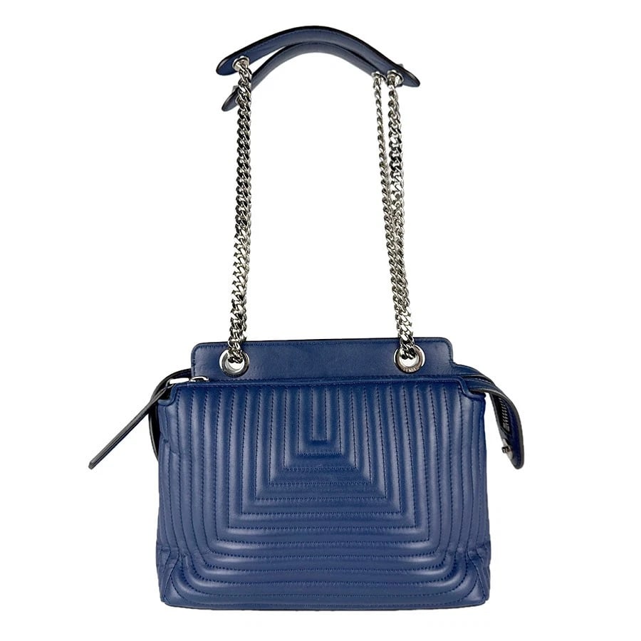 FENDI DOT COM SHOULDER BAG NAVY/SILVER - 3