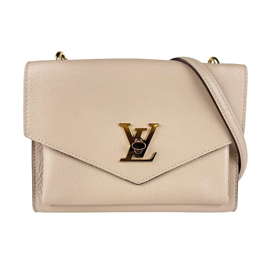 LOUIS VUITTON MY LOCKME CHAIN SHOULDER BAG: LOUIS VUITTON My Lockme Chain Shoulder Bag Brand: LOUIS VUITTON Type/Style: Shoulder Bag Material: Leather x Metal Color: Greige/Gold Size: Size [inch] W:8.7inx H:6.7inx D:3.1in Size [cm] W:22cmx H:17