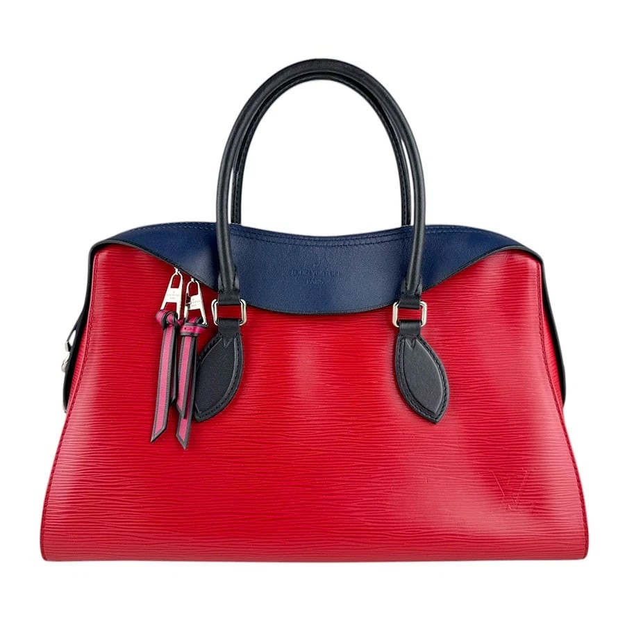 LOUIS VUITTON EPI HANDBAG SHOULDER BAG: LOUIS VUITTON Epi Handbag Shoulder Bag Brand: LOUIS VUITTON Type/Style: Handbag Material: Epi Leather Color: Red / Navy / Black Size: Size [inch] W:13.8inx H:8.9inx D:5.1in Handle Length:17.7in Handle