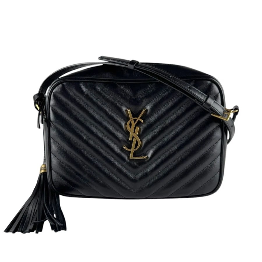 SAINT LAURENT LOU CROSSBODY SHOULDER BAG B: SAINT LAURENT Lou Crossbody Shoulder Bag B Brand: SAINT LAURENT Type/Style: Shoulder Bag Material: Leather Color: Black Size: Size [inch] W:8.7inx H:6.3inx D:2.4in Size [cm] W:22cmx H:16cmx D:6cm