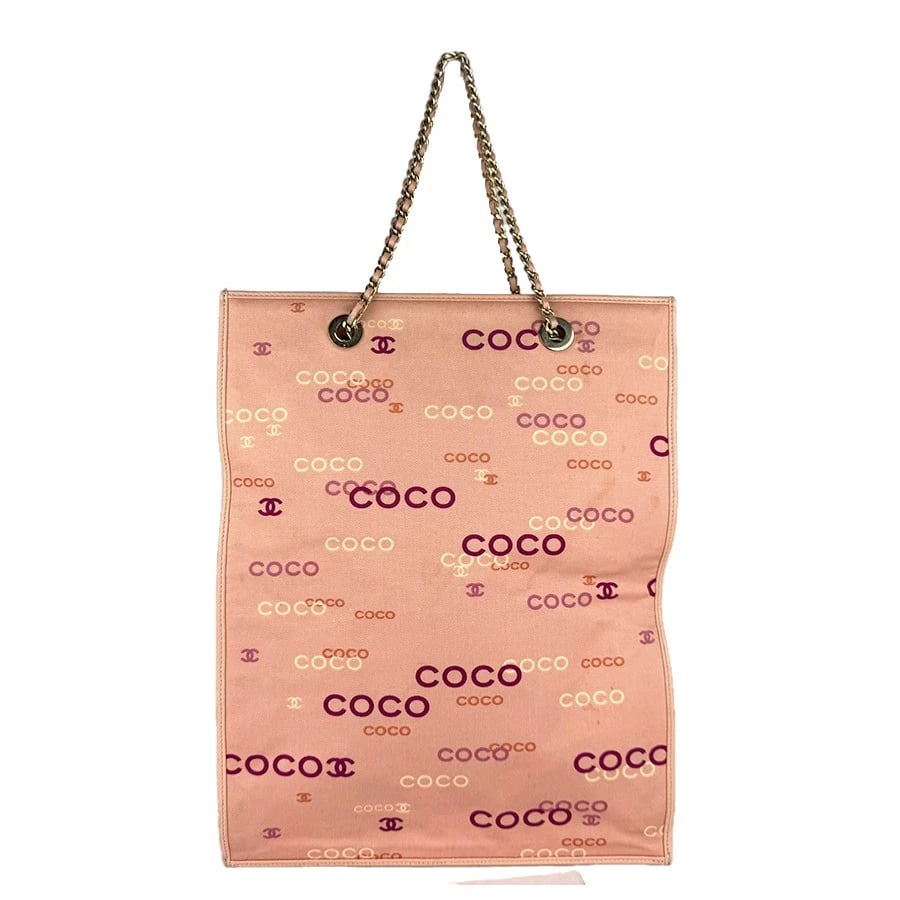 CHANEL CHAIN HANDBAG TOTE BAG PINK ORANGE: CHANEL Chain Handbag Tote Bag Pink Orange Brand: CHANEL Type/Style: Handbag Material: Canvas Color: Pink Orange Size: Size [inch] W:11.4inx H:14.6inx D:0.4in Size [cm] W:29cmx H:37cmx D:1cm Access