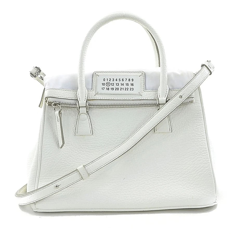 MAISON MARGIELA 5AC HANDBAG SHOULDER BAG: Maison Margiela 5AC Handbag Shoulder Bag Brand: Maison Margiela Type/Style: Handbag Material: Leather x Nylon Color: White Size: Size [inch] W:10.2inx H:7.9inx D:5.3in Handle Length:14.4in Size [cm] W