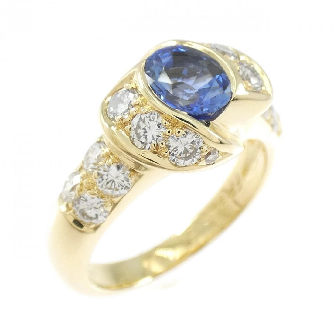 K18YG SAPPHIRE RING: K18YG Sapphire Ring Brand: Unbranded Type/Style: Sapphire Ring Material: 18K Yellow Gold, Main Stone/Creation Sapphire Secondary Stone Diamond Color: Yellow Gold Size: US 7 Accessories: None <