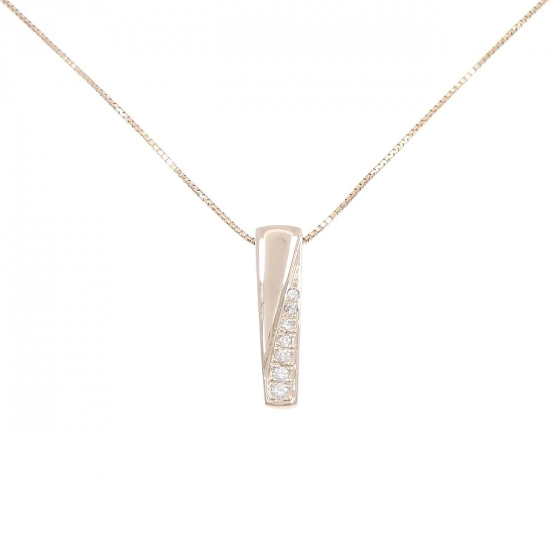 K18PG DIAMOND NECKLACE: K18PG Diamond Necklace Brand: Unbranded Type/Style: Diamond Necklace Material: 18k Pink Gold, Main Stone/Creation Natural Color: Pink Gold Size: Actual Size Pendant length approx. x width approx.: