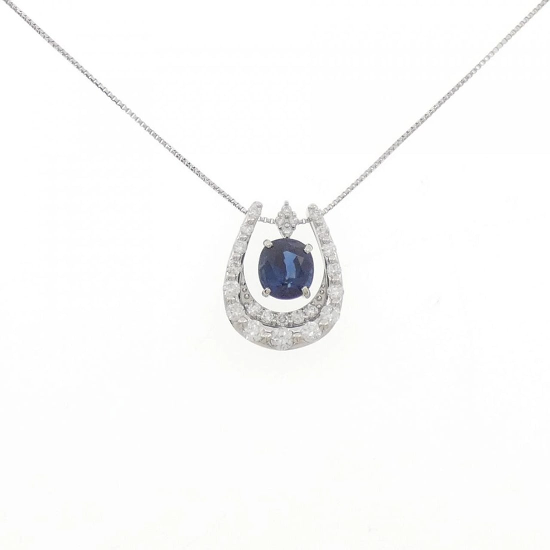 PT900/PT850 2WAY SAPPHIRE NECKLACE: PT900/PT850 2WAY Sapphire Necklace Brand: Unbranded Type/Style: Sapphire Necklace Material: PT900/PT850, Main Stone/Creation SapphireSecondary Stone Diamond Color: Silver Size: Actual Size Pendant