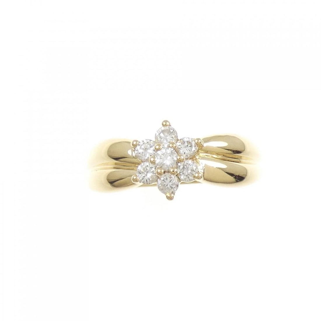 18KYG FLOWER DIAMOND RING - 2