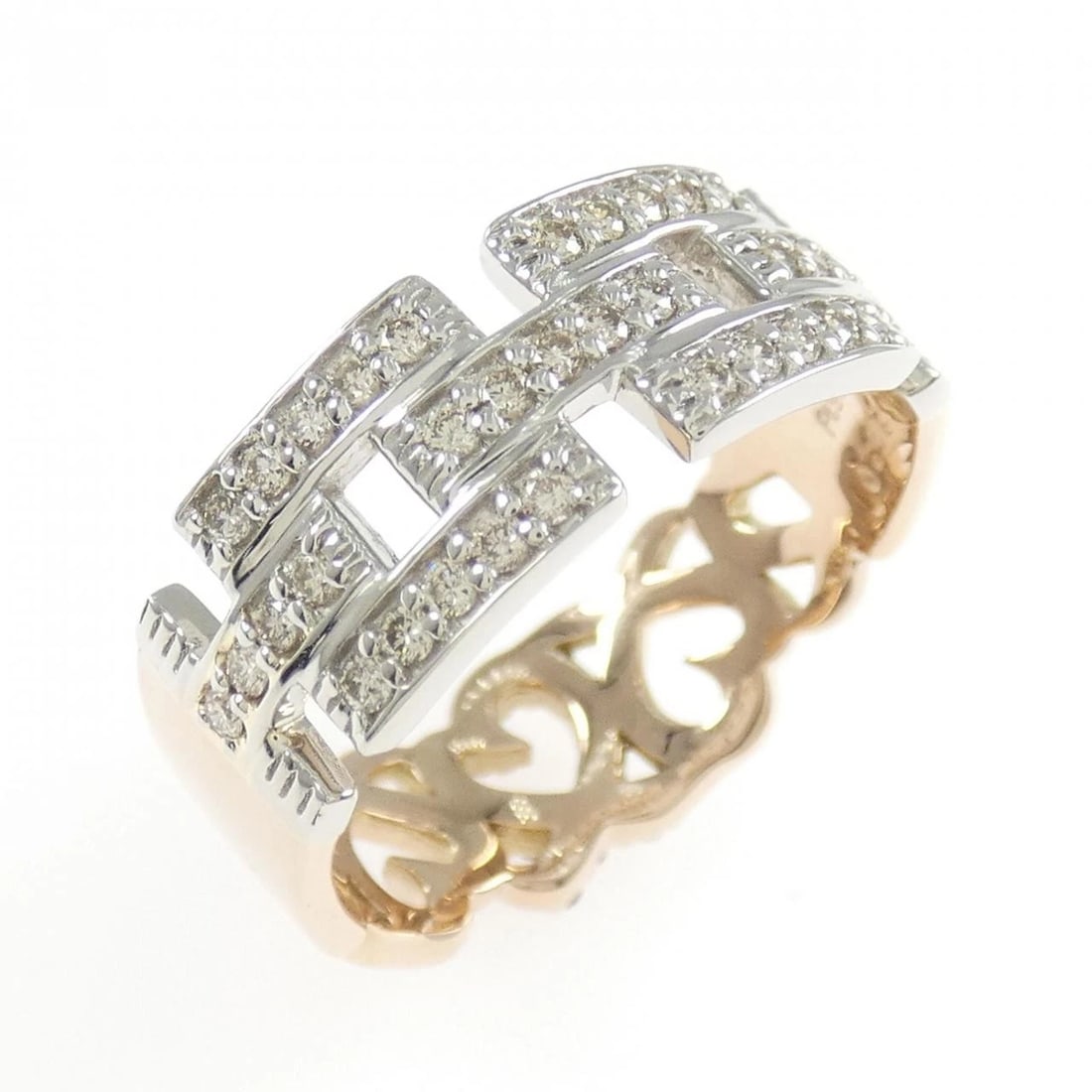 K18PG/PT900 HEART DIAMOND RING - 2