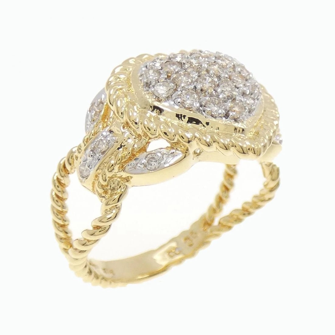 K18YG/K18WG PAVE HEART DIAMOND RING: K18YG/K18WG Pave Heart Diamond Ring Brand: Unbranded Type/Style: Diamond Ring Material: 18K Yellow Gold18k White Gold, Main Stone/Creation Natural Color: Yellow Gold White Gold Size: US 6 1/2