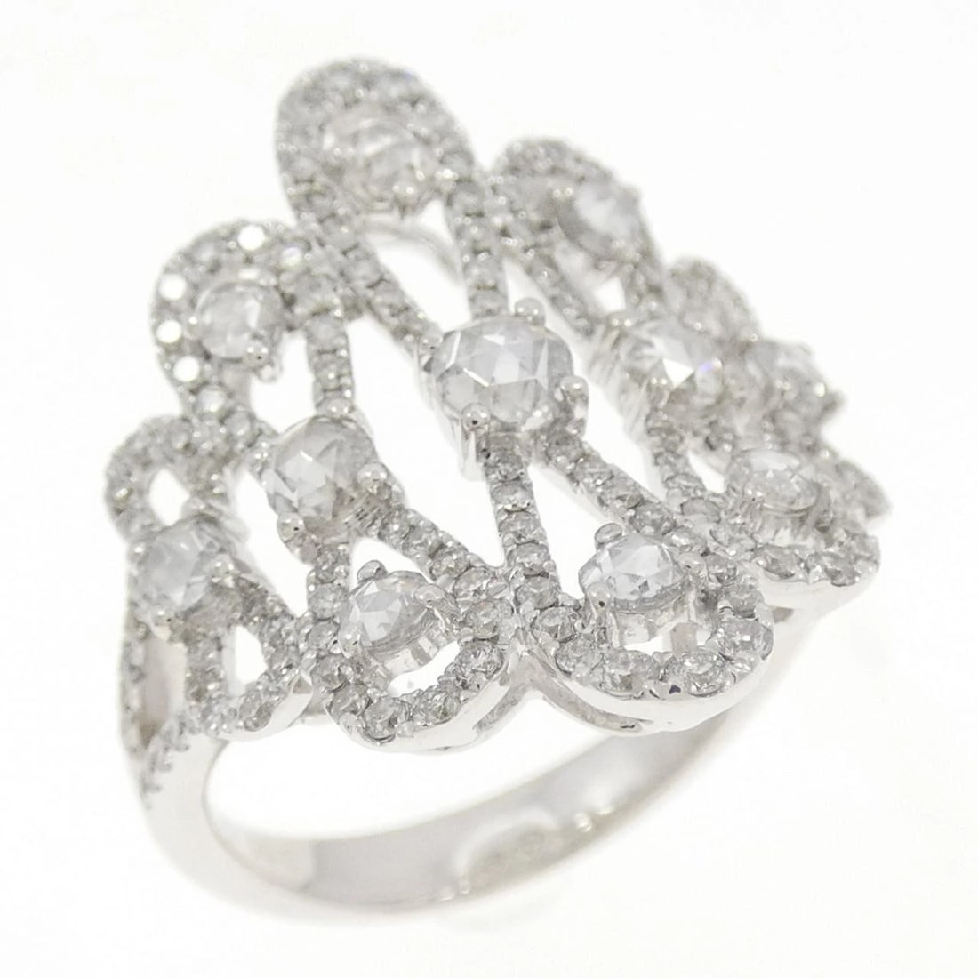 K18WG DIAMOND RING: K18WG Diamond Ring Brand: Unbranded Type/Style: Diamond ring Material: K18WG, Main Stone/Creation Natural Color: White Gold Size: US 5 3/4 Accessories: None Accessories Notice: When purcha