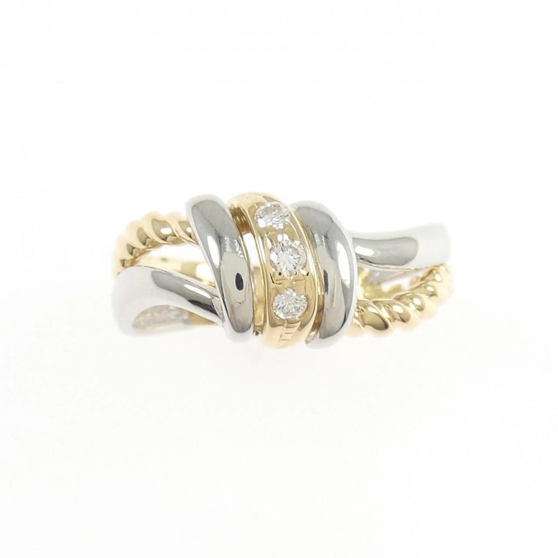 K18YG/K18WG DIAMOND RING: K18YG/K18WG Diamond Ring Brand: Unbranded Type/Style: Diamond Ring Material: K18YG/K18WG, Main Stone/Creation Natural Color: YG,WG Size: US 5 1/4 Accessories: None Accessories Notice: When purchasing