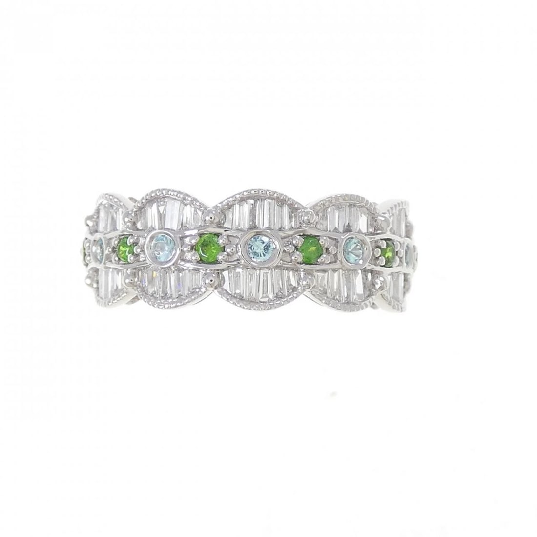 PT950 DEMANTOID GARNET RING - 2