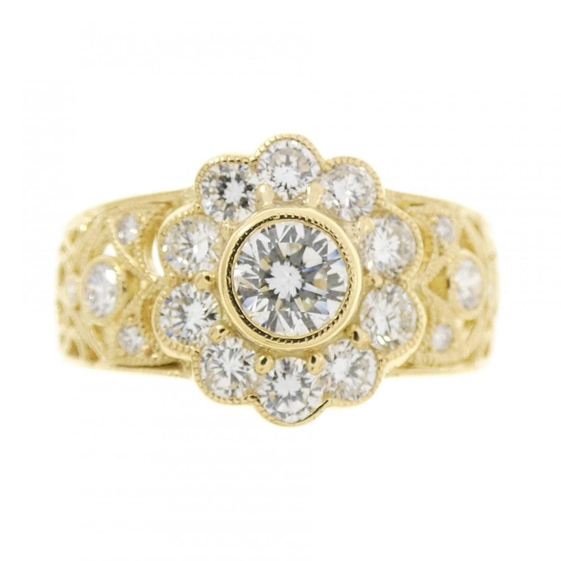 K18YG FLOWER DIAMOND RING - 2