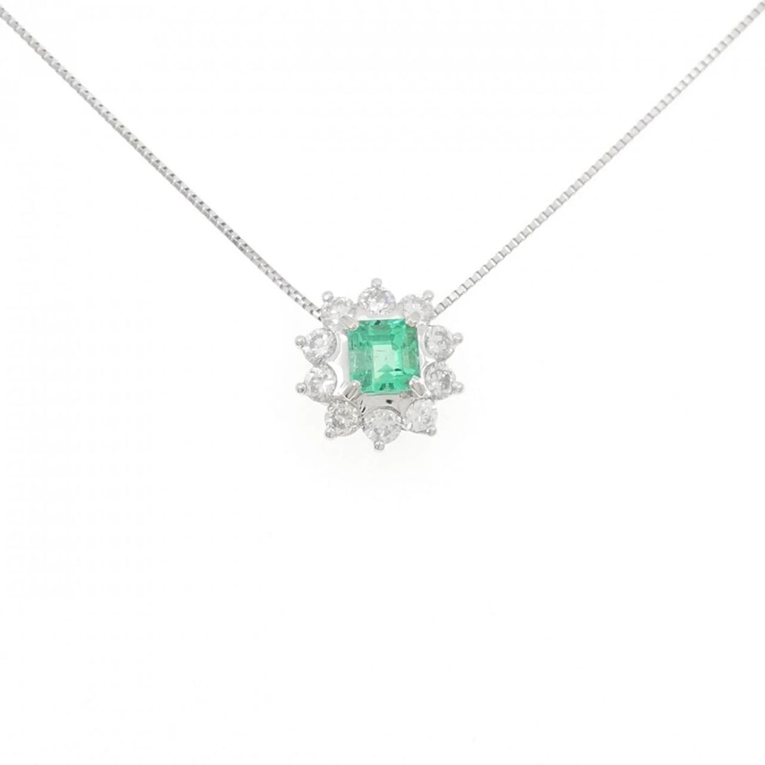 PT900 PT850 EMERALD NECKLACE: PT900 PT850 Emerald Necklace Brand: Unbranded Type/Style: Necklace Material: PT900 PT850, Main Stone/Creation EmeraldSide Stone Diamond Color: silver Size: 45cmActualSizePendant top H x W: