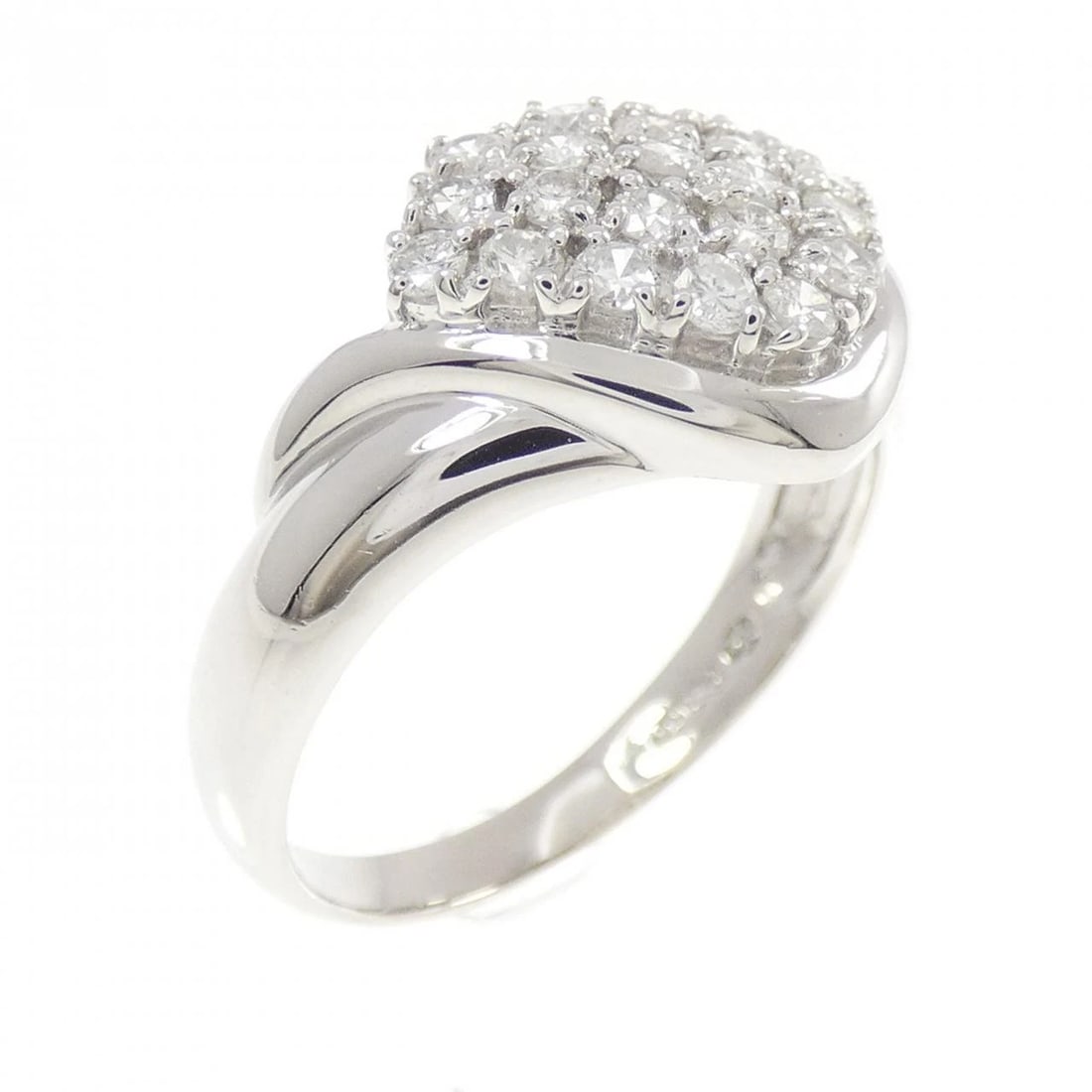 PT850 PAVE DIAMOND RING: PT850 Pave Diamond Ring Brand: Unbranded Type/Style: Diamond Ring Material: PT850, Main Stone/Creation Natural Color: Platinum Size: US 7 1/4 Accessories: None Accessories Notice: When purchasing