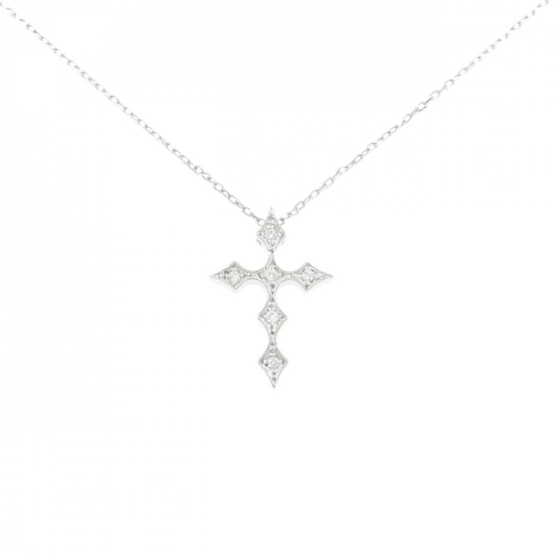 PT900/PT850 CROSS DIAMOND NECKLACE: PT900/PT850 Cross Diamond Necklace Brand: Unbranded Type/Style: Diamond Necklace Material: PT900/PT850, Main Stone/Creation Natural Color: Silver Size: Actual Size Pendant length approx. x width
