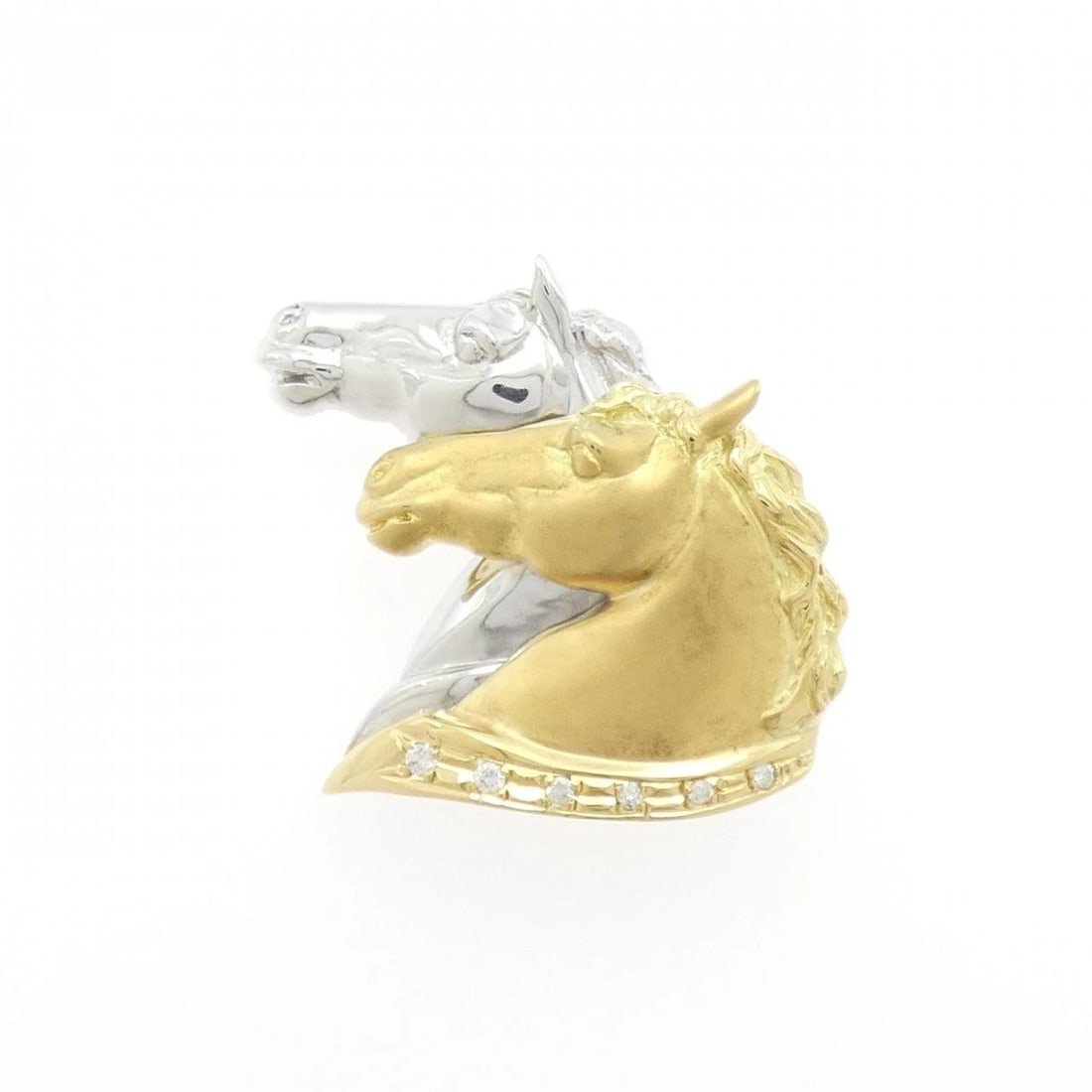 K18YG/K18WG HORSE DIAMOND BROOCH: K18YG/K18WG Horse Diamond Brooch Brand: Unbranded Type/Style: Diamond Pendant/Brooch Material: K18YG/K18WG, Main Stone/Creation Natural Color: YG,WG Size: Actual Size Approximate length x width: