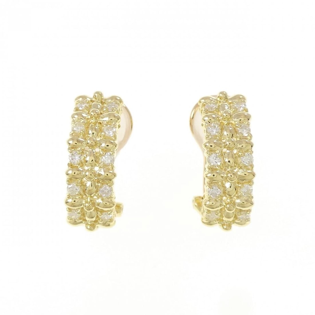 K18YG DIAMOND PIERCE/EARRING: K18YG Diamond Pierce/Earring Brand: Unbranded Type/Style: Diamond Pierce/Earring Material: K18YG, Main Stone/Creation Natural Color: Yellow gold Size: Actual Size Approx. height x width: 17.5mm x 6.1m