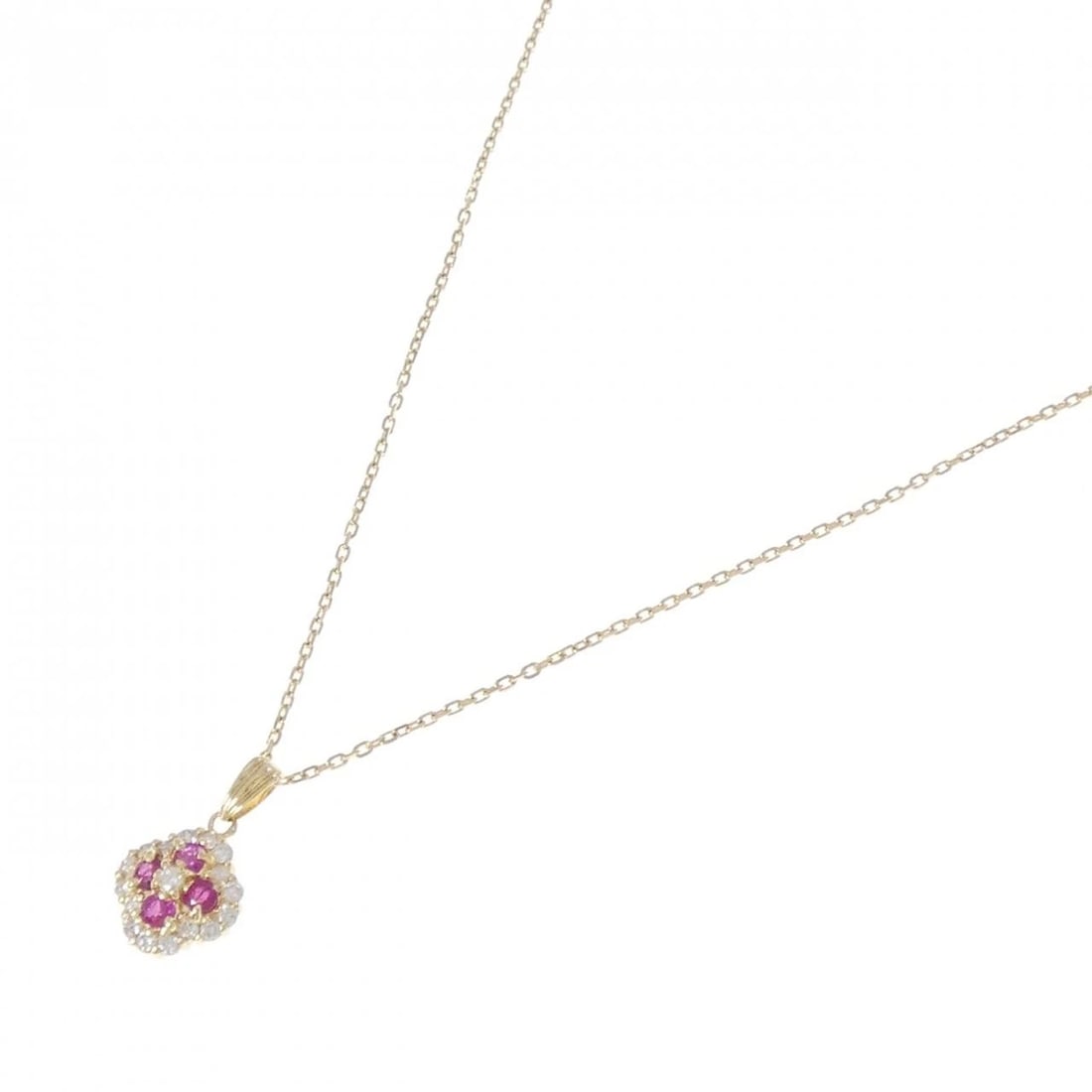 K18YG FLOWER RUBY NECKLACE - 2