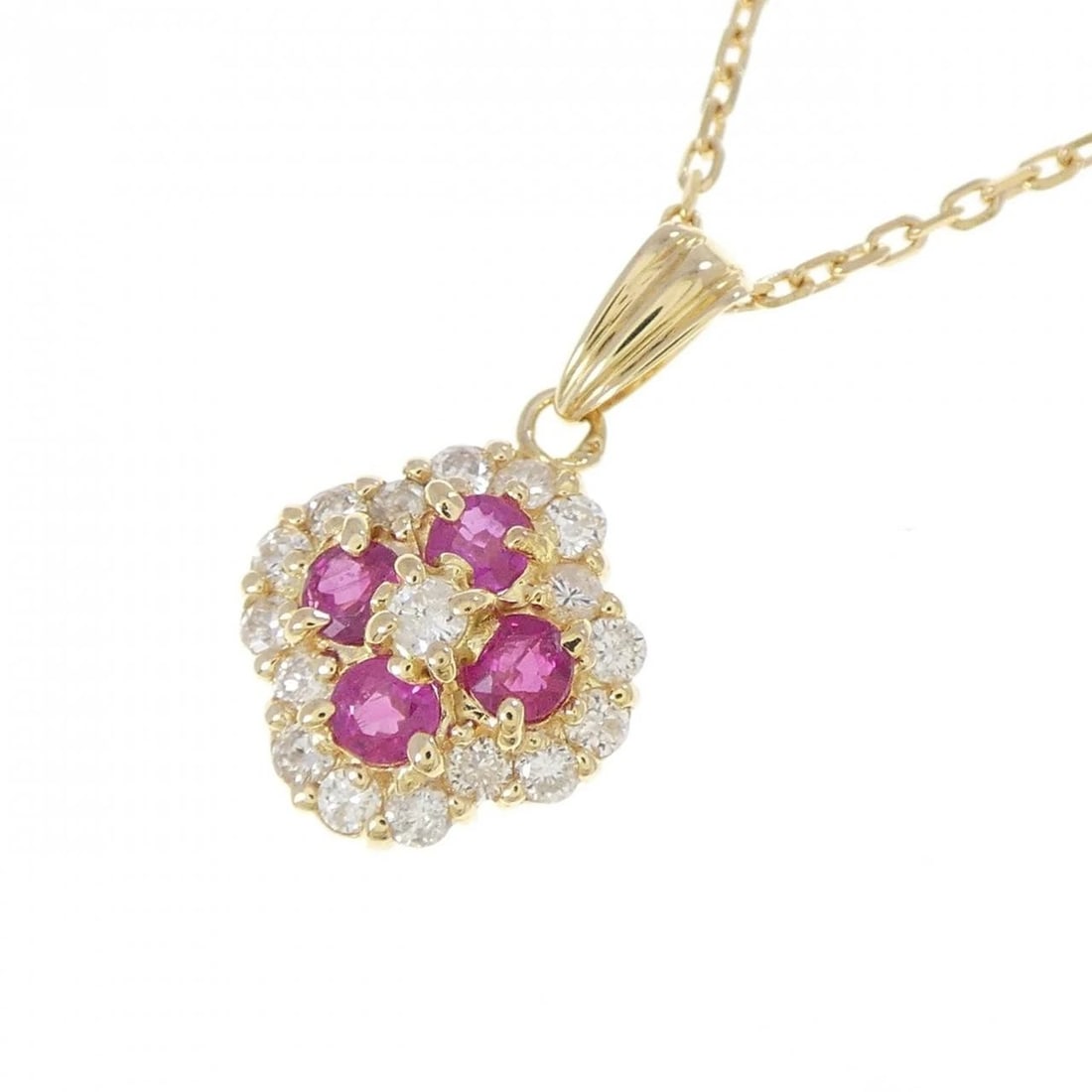 K18YG FLOWER RUBY NECKLACE - 3