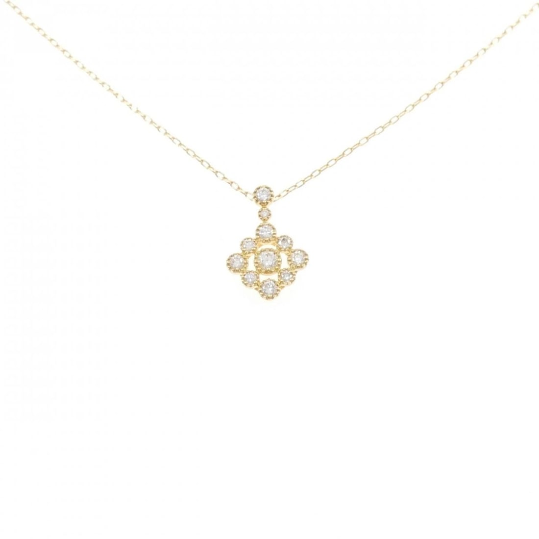 K18YG DIAMOND NECKLACE: K18YG Diamond Necklace Brand: Unbranded Type/Style: Diamond Necklace Material: 18K Yellow Gold, Main Stone/Creation Natural Color: Yellow Gold Size: Actual Size Pendant length approx. x width