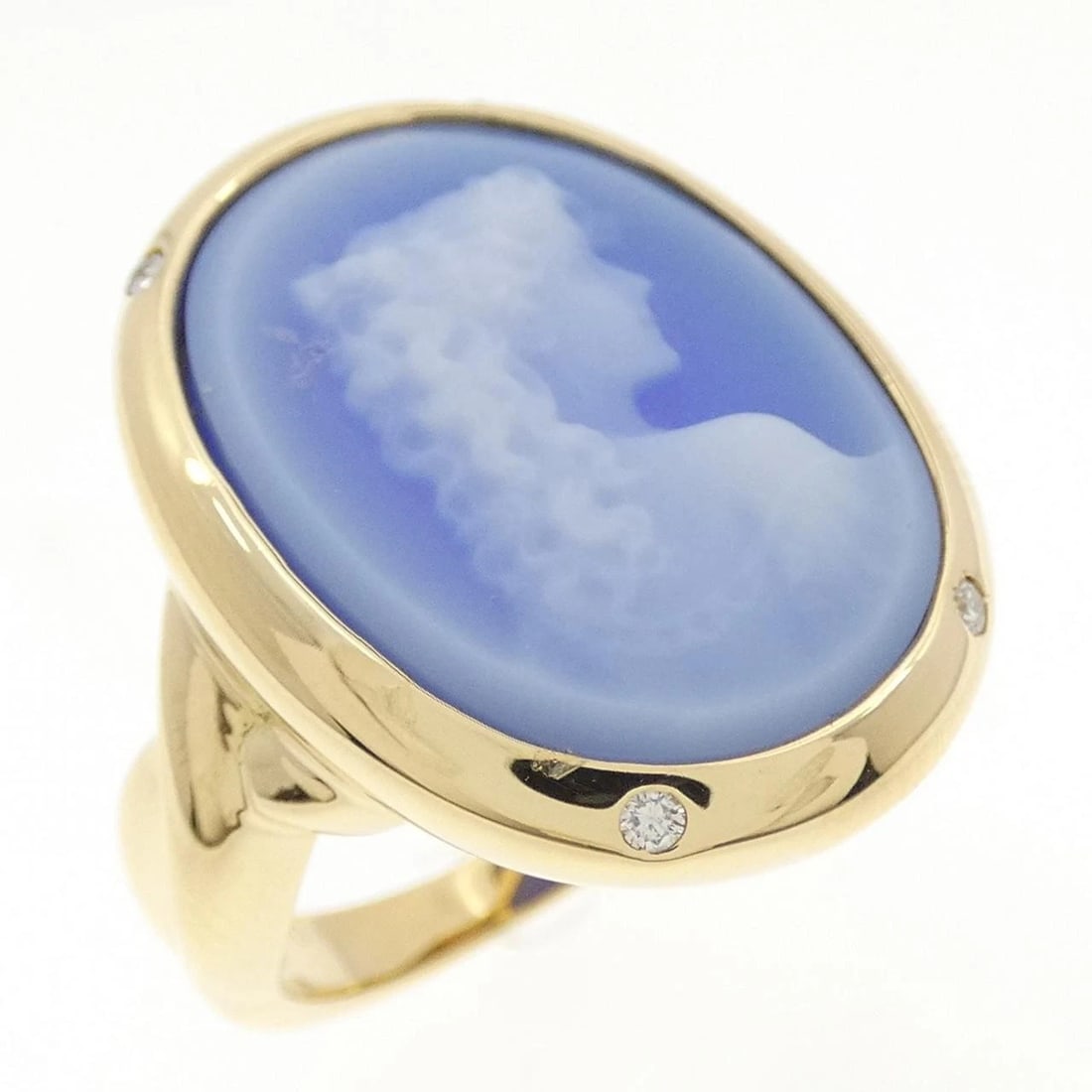 K18YG AGATE CAMEO RING: K18YG Agate Cameo Ring Brand: Unbranded Type/Style: Agate cameo ring Material: 18K Yellow Gold, Main Stone/Creation Menou Kameo Secondary Stone Diamond Color: Yellow Gold Size: US 5 3/4 Accessories: