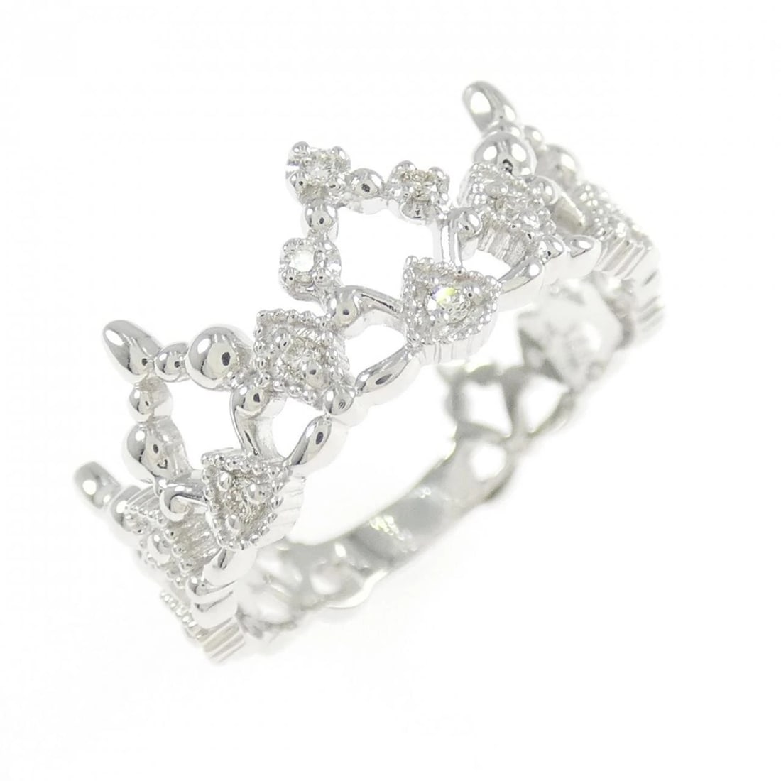 K18WG TIARA DIAMOND RING: K18WG Tiara Diamond Ring Brand: Unbranded Type/Style: Diamond Ring Material: K18WG, Main Stone/Creation Natural Color: White Gold Size: US 5 Accessories: None Accessories Notice: When purchasing