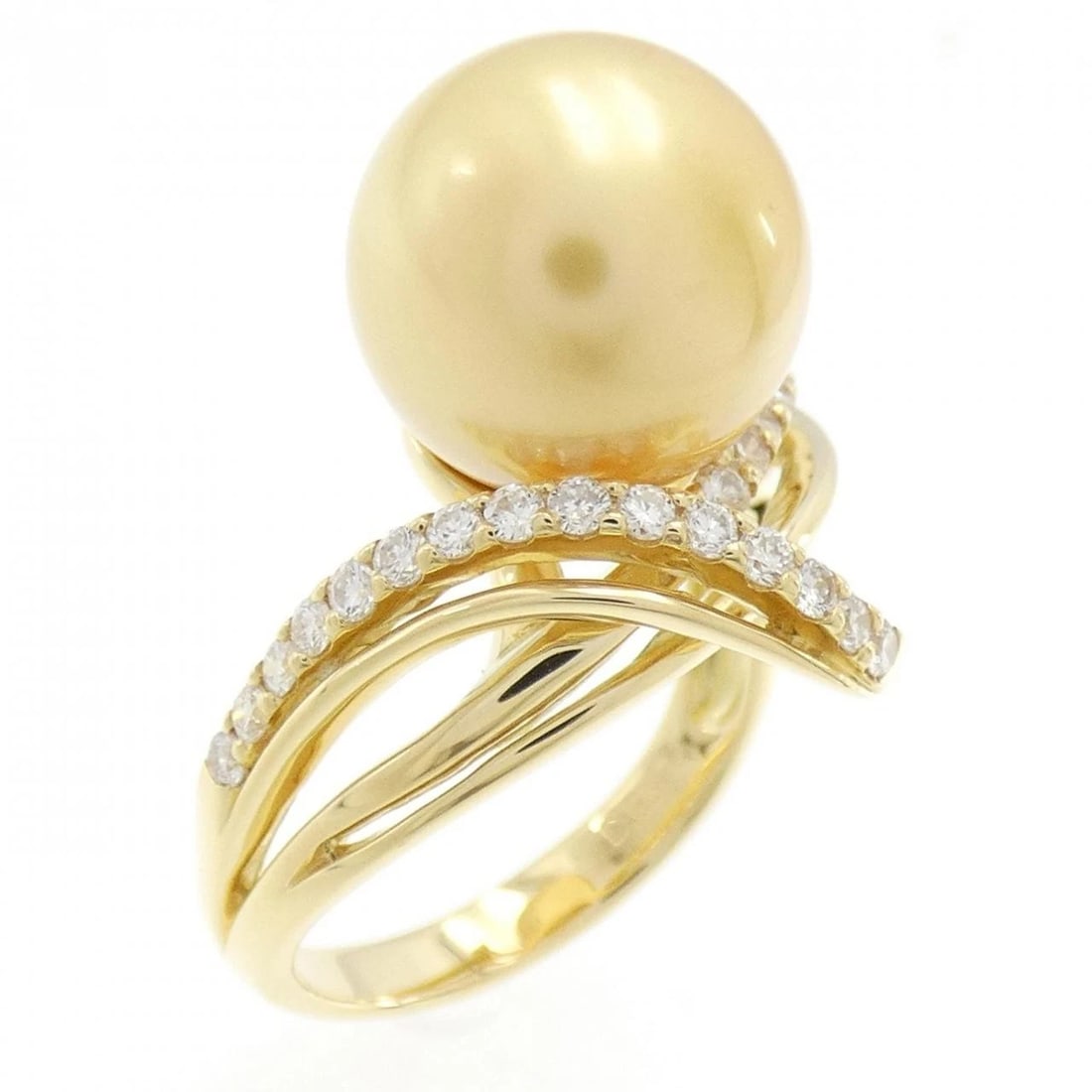 18K YELLOW GOLD WHITE BUTTERFLY PEARL RING (1 of 3)