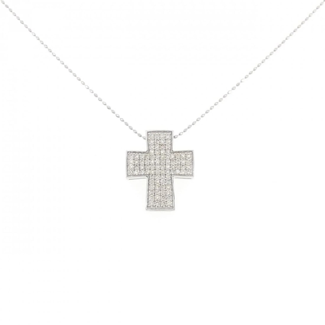 K18WG CROSS DIAMOND NECKLACE: K18WG Cross Diamond Necklace Brand: Unbranded Type/Style: Diamond Necklace Material: K18WG, Main Stone/Creation Natural Color: white gold Size: Actual Size Pendant length approx. x width approx.: