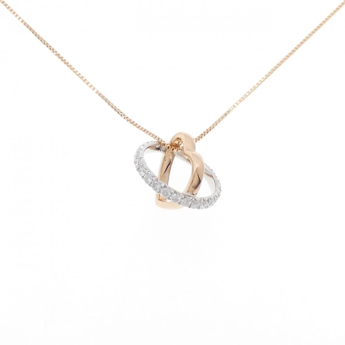 K18PG/K18WG HEART DIAMOND NECKLACE: K18PG/K18WG Heart Diamond Necklace Brand: Unbranded Type/Style: Diamond Necklace Material: K18PG/K18WG, Main Stone/Creation Natural Color: Pg,Wg Size: Actual Size Pendant length approx. x width