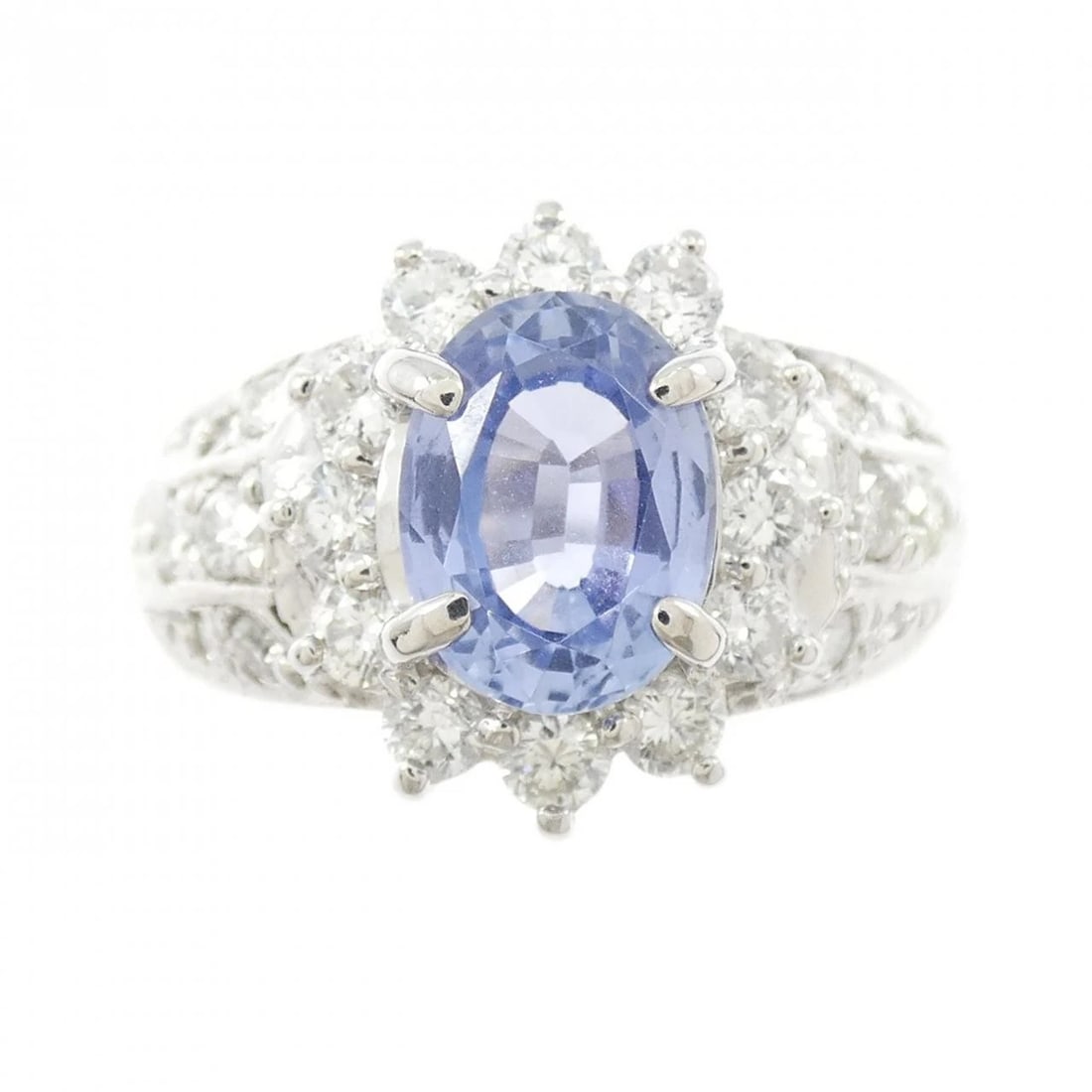 PT850 SAPPHIRE RING: PT850 Sapphire Ring Brand: Unbranded Type/Style: Sapphire Ring Material: PT850, Main Stone/Creation Sapphire Secondary Stone Diamond Color: Silver Size: US 5 3/4 Accessories: None Accessories Notice: