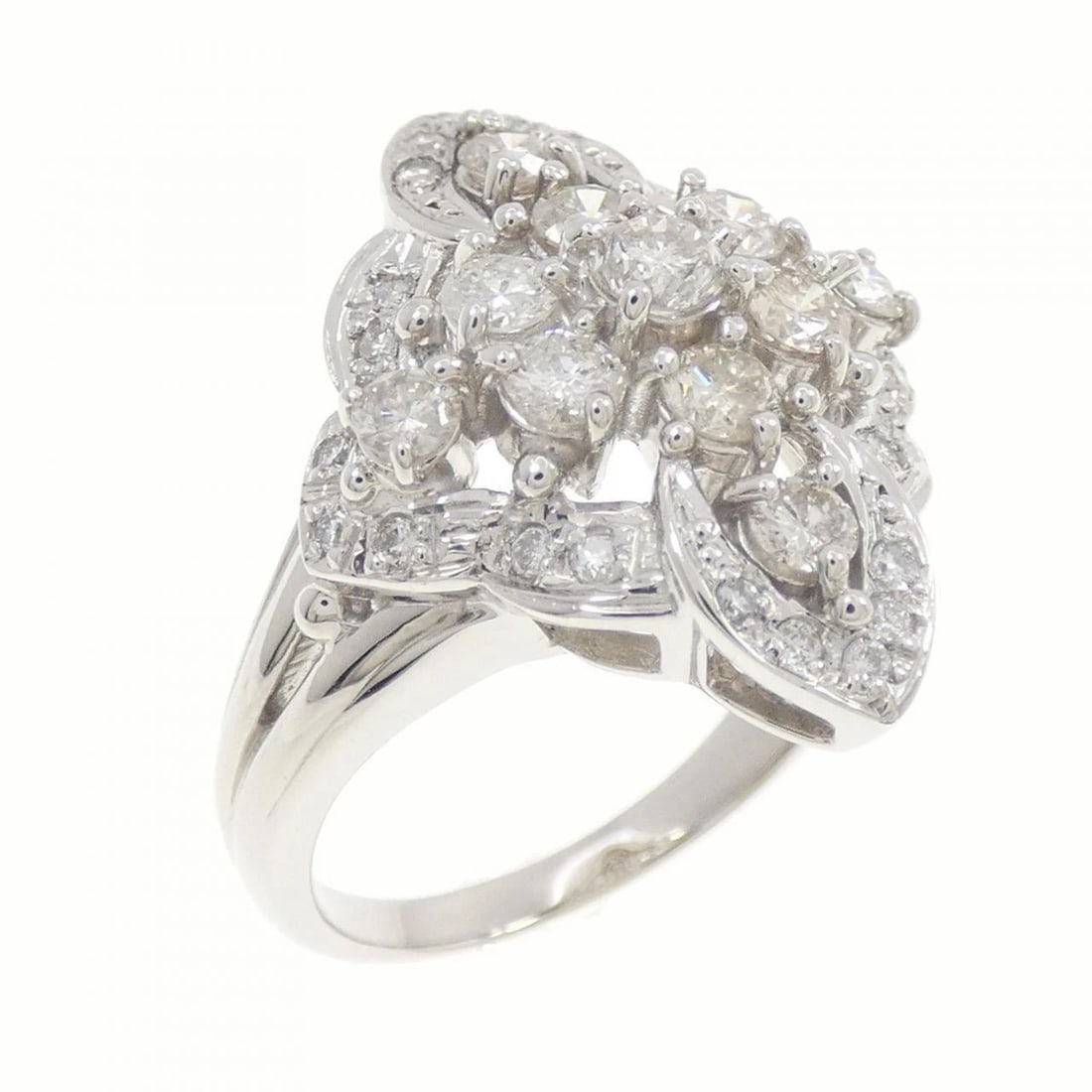 PT900 DIAMOND RING: PT900 Diamond Ring Brand: Unbranded Type/Style: Diamond Ring Material: PT900, Main Stone/Creation Natural Color: silver Size: US 7 Accessories: None Accessories Notice: When purchasing pre