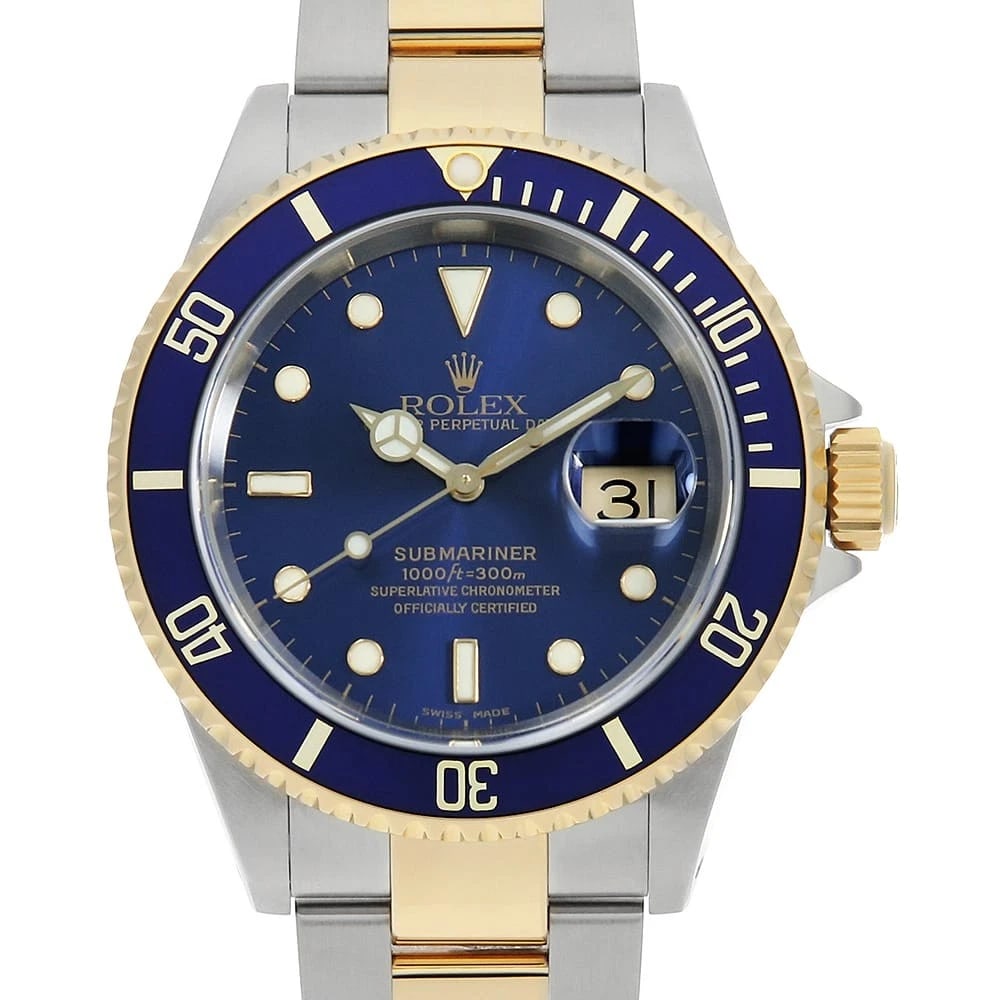 ROLEX SUBMARINER DATE BLUE WATCH: ROLEX SUBMARINER Date blue Watch Brand: ROLEX Type/Style: Wrist watch Material: Case Material Stainless Steel/Yellow Gold Belt Material Stainless Steel/Yellow Gold Color: Dial Color Blue Size: