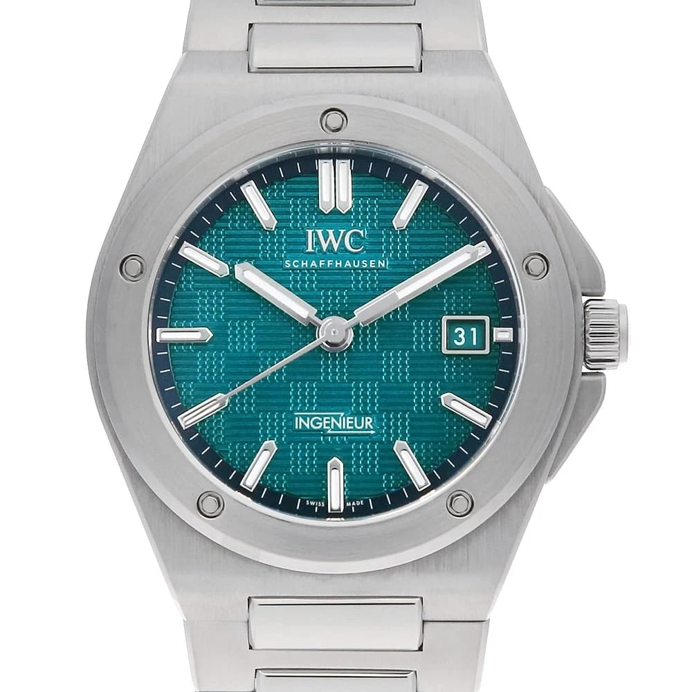 IWC INGENIEUR AUTOMATIC WATCH: IWC Ingenieur Automatic Watch Brand: IWC Type/Style: Wrist watch Material: Case Material Stainless Steel Belt Material Stainless Steel Color: Dial Color Green Size: Case:W40mm Circumference of