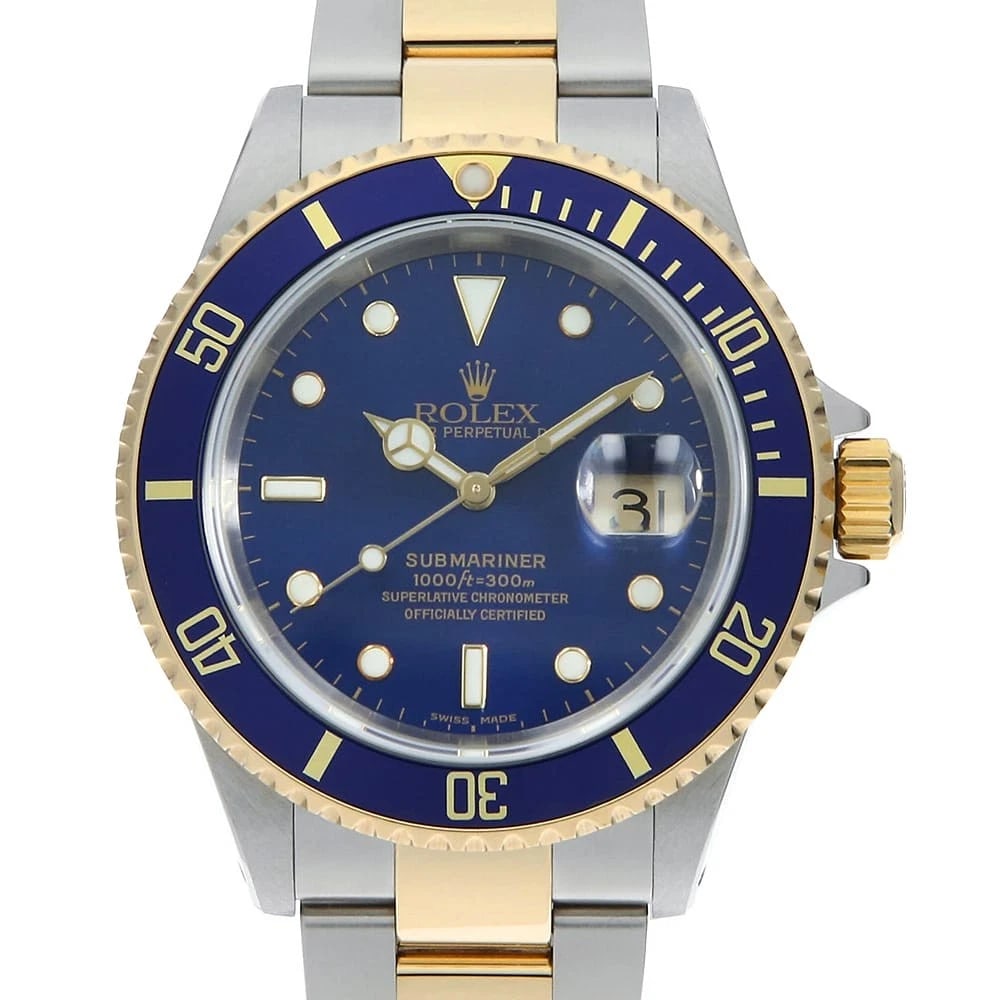 ROLEX SUBMARINER DATE BLUE WATCH: ROLEX SUBMARINER Date blue Watch Brand: ROLEX Type/Style: Wrist watch Material: Case Material Stainless Steel/Yellow Gold Belt Material Stainless Steel/Yellow Gold Color: Dial Color Blue Size: