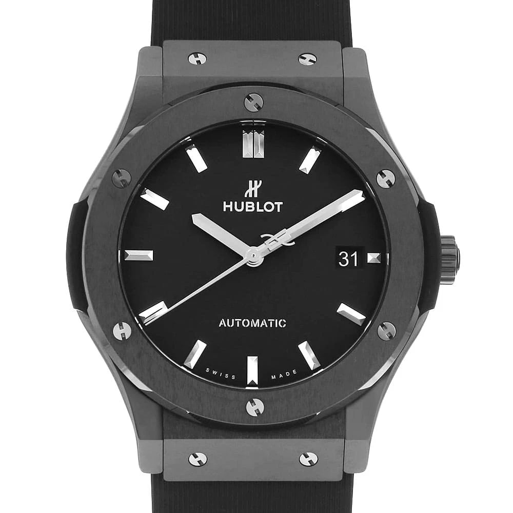 HUBLOT CLASSIC FUSION WATCH: HUBLOT Classic fusion Watch Brand: HUBLOT Type/Style: Wrist watch Material: Case Material ceramic Belt Material rubber Color: Dial Color Black Size: Case:W45mm Accessories: None Accessories Notice: