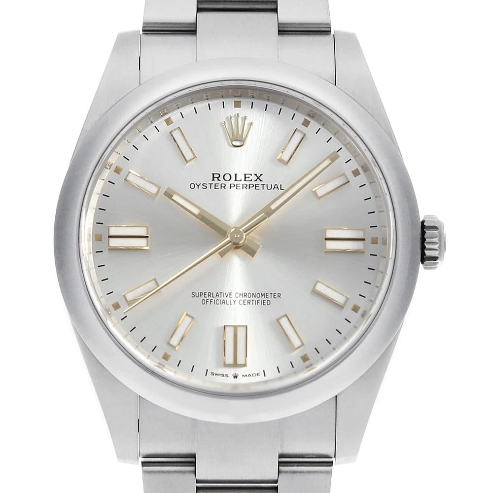 ROLEX OYSTER PERPETUAL SILVER WATCH: ROLEX Oyster Perpetual Silver Watch Brand: ROLEX Type/Style: Wrist watch Material: Case Material Stainless Steel Belt Material Stainless Steel Color: Dial Color Silver Size: Case:W41mm Circumference