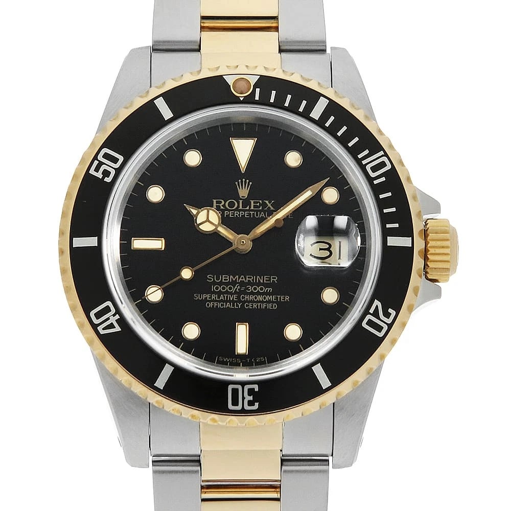 ROLEX SUBMARINER DATE BLACK TRITIUM WATCH: ROLEX SUBMARINER Date black tritium Watch Brand: ROLEX Type/Style: Wrist watch Material: Case Material Stainless Steel/Yellow Gold Belt Material Stainless Steel/Yellow Gold Color: Dial Color Black