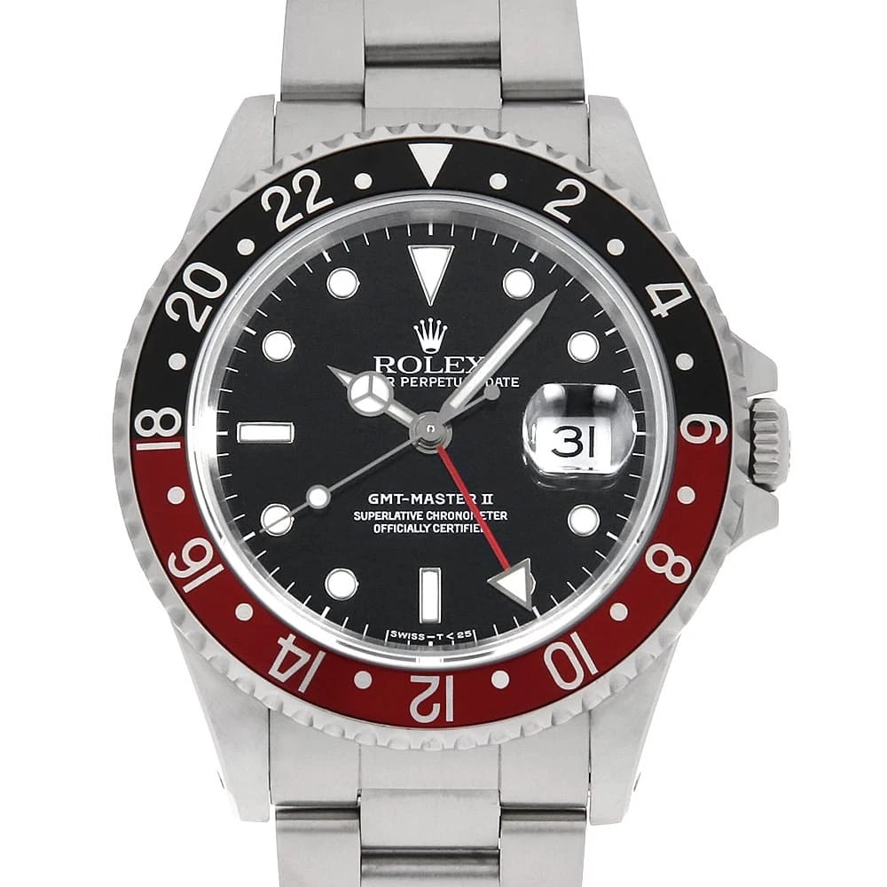 ROLEX GMT MASTER RED AND BLACK BEZEL WATCH: ROLEX GMT Master Red and Black Bezel Watch Brand: ROLEX Type/Style: Wrist watch Material: Case Material Stainless Steel Belt Material Stainless Steel Color: Dial Color Black Size: Case:W40mm