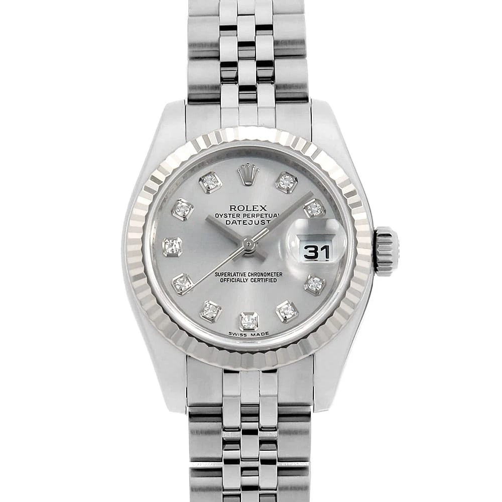 ROLEX DATEJUST DIAMOND SILVER WATCH: ROLEX Datejust Diamond Silver Watch Brand: ROLEX Type/Style: Wrist watch Material: Case Material Stainless Steel/White gold Belt Material Stainless Steel Color: Dial Color Silver Size: Case:W26mm Circ