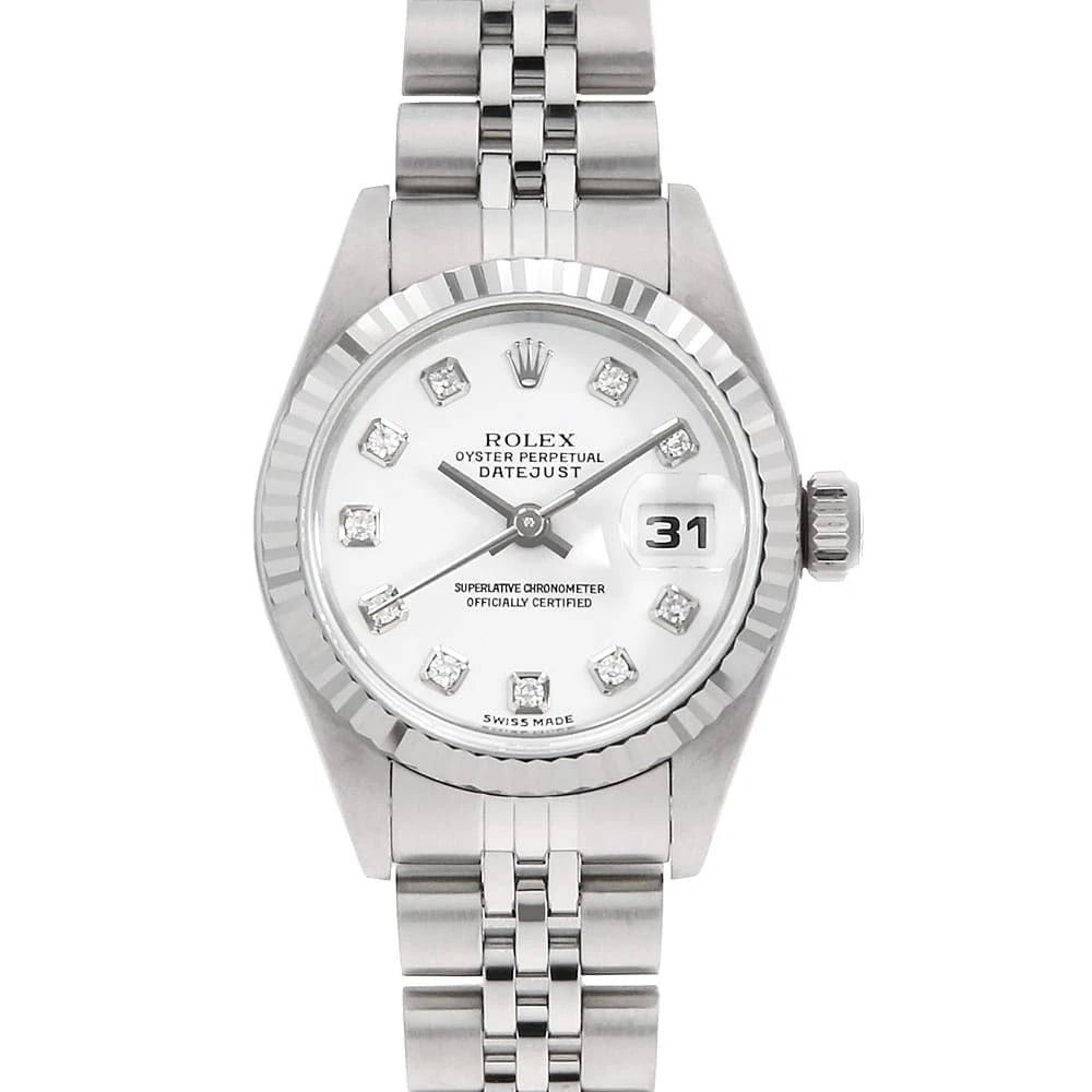 ROLEX DATEJUST DIAMOND WHITE WATCH: ROLEX Datejust Diamond white Watch Brand: ROLEX Type/Style: Wrist watch Material: Case Material Stainless Steel/White gold Belt Material Stainless Steel Color: Dial Color White Size: Case:W26mm