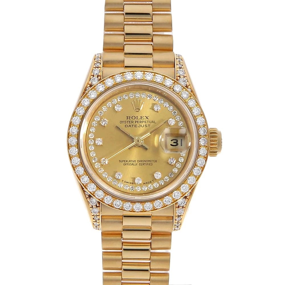 ROLEX DATEJUST BEZEL DIAMOND CHAMPAGNE WATCH (1 of 3)