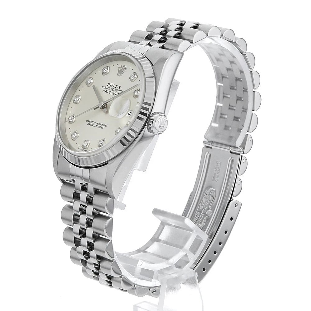 ROLEX DATEJUST DIAMOND SILVER WATCH - 2
